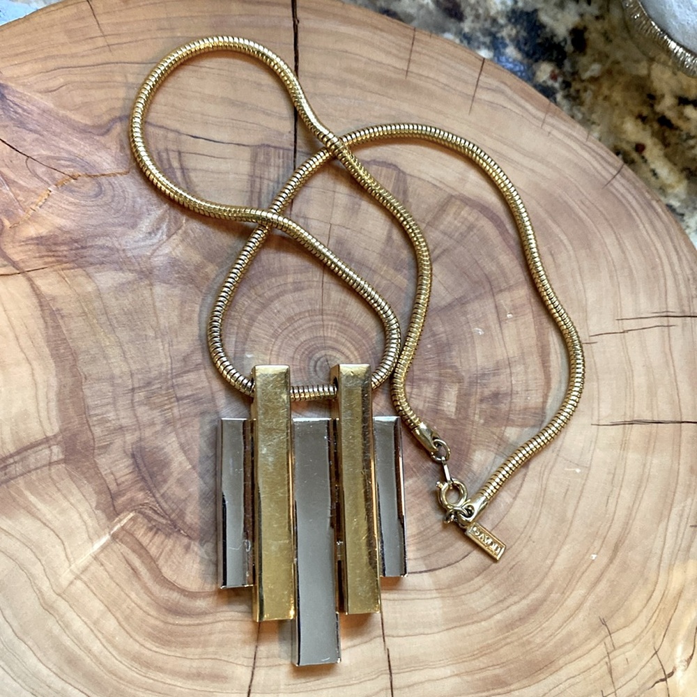 Avon vintage necklace with modern two tone pendant. Sharp piece!